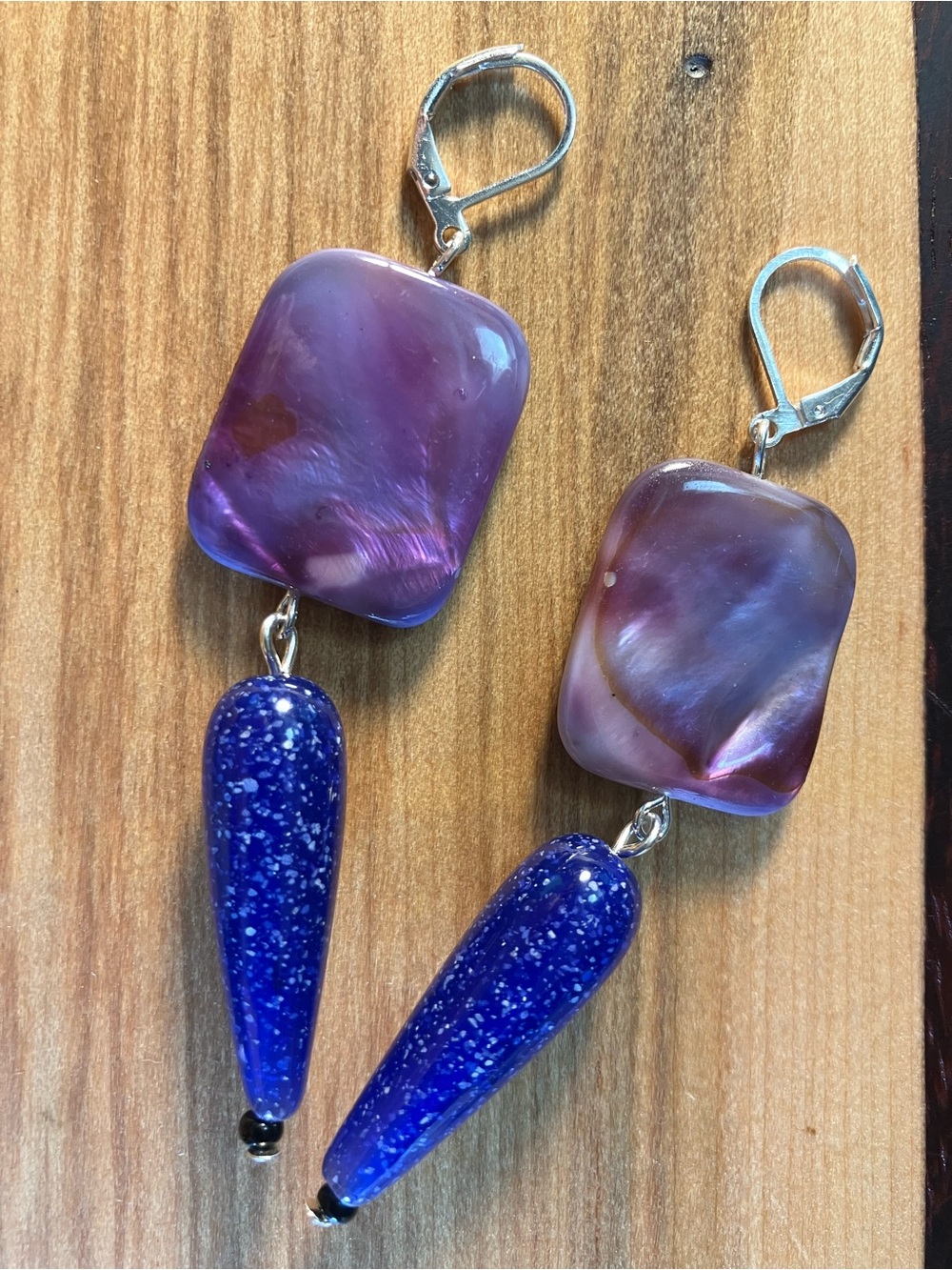Purple Glass Drop Earrings - Women's Jewelry